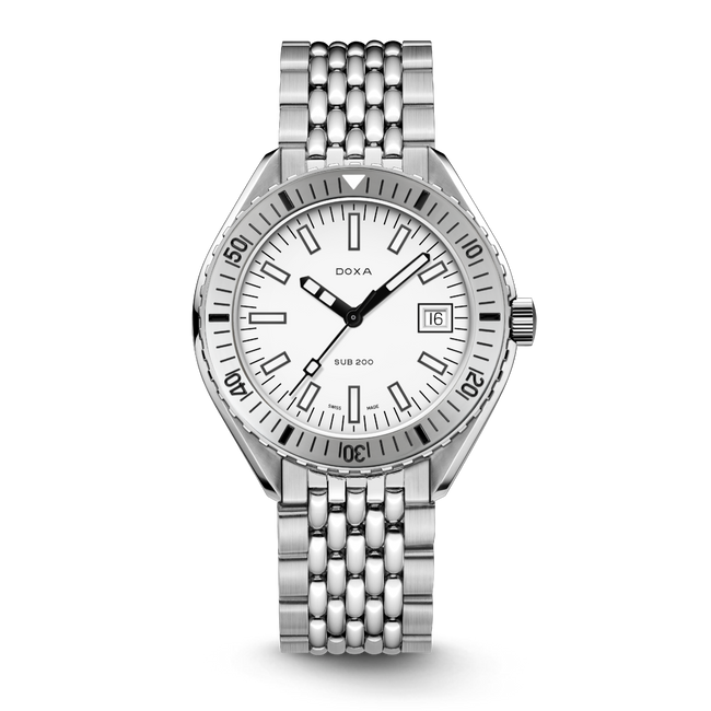 Doxa 200 - Whitepearl (White) Steel Bezel