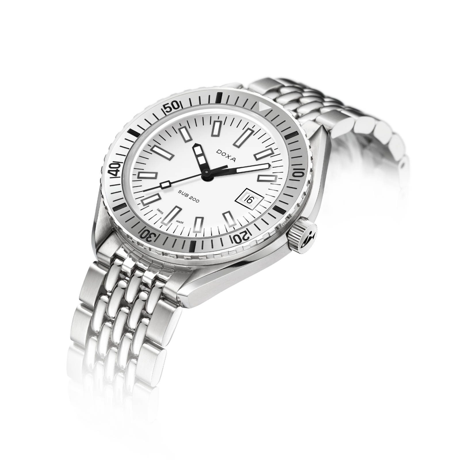 Doxa 200 - Whitepearl (White) Steel Bezel