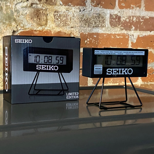 Buy Seiko Baron Analog & Digital Stopwatch Desk Clock Black 12cm – Oh Clocks