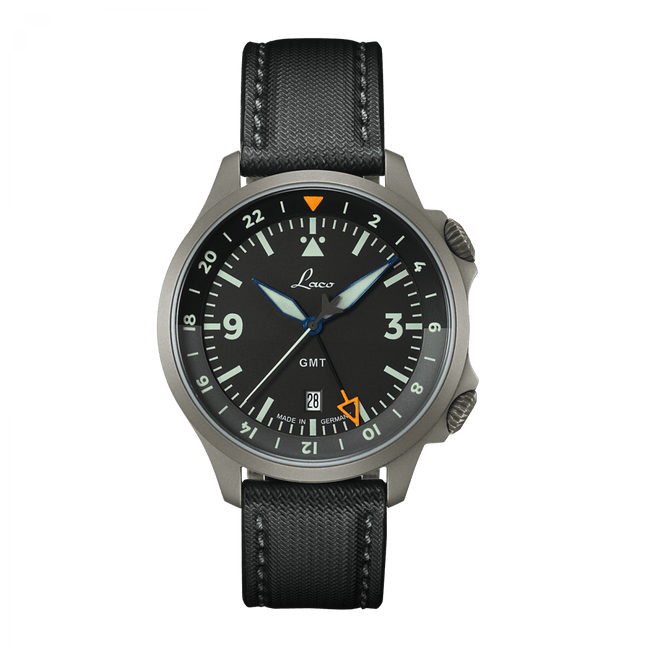 Laco - Frankfurt GMT 43 mm Schwarz Automatic