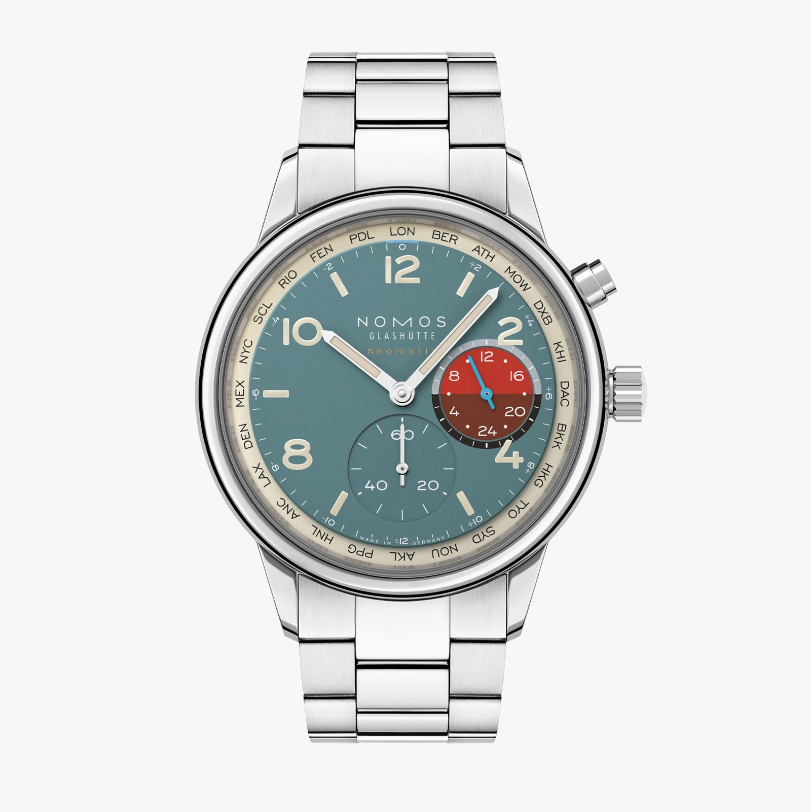 NEW! NOMOS - Club Sport Worldtimer Glacier Ref: 790.S4
