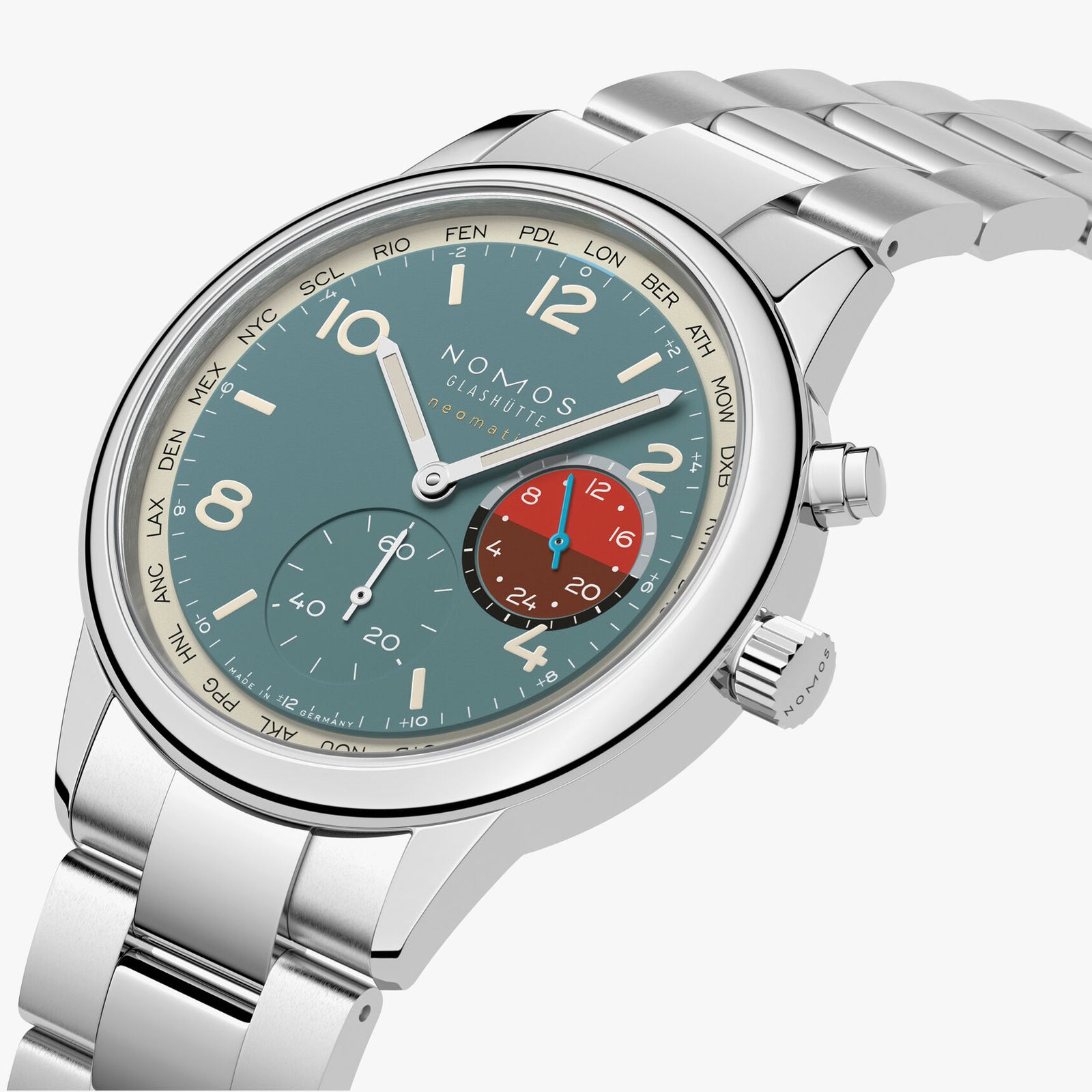 NEW! NOMOS - Club Sport Worldtimer Glacier Ref: 790.S4