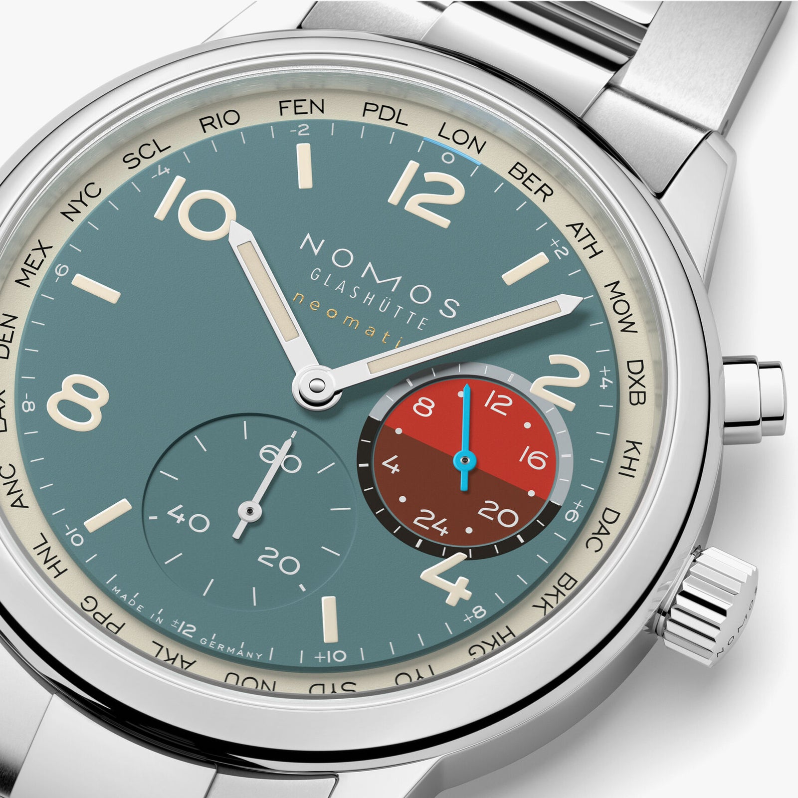 NEW! NOMOS - Club Sport Worldtimer Glacier Ref: 790.S4