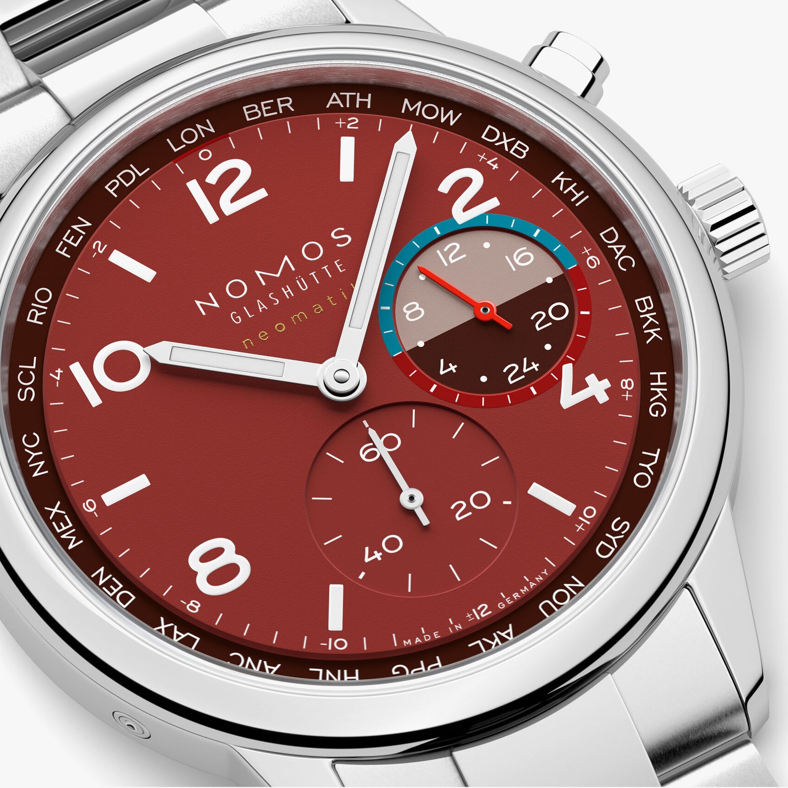 NEW! NOMOS - Club Sport Worldtimer Magma Ref: 790.S5