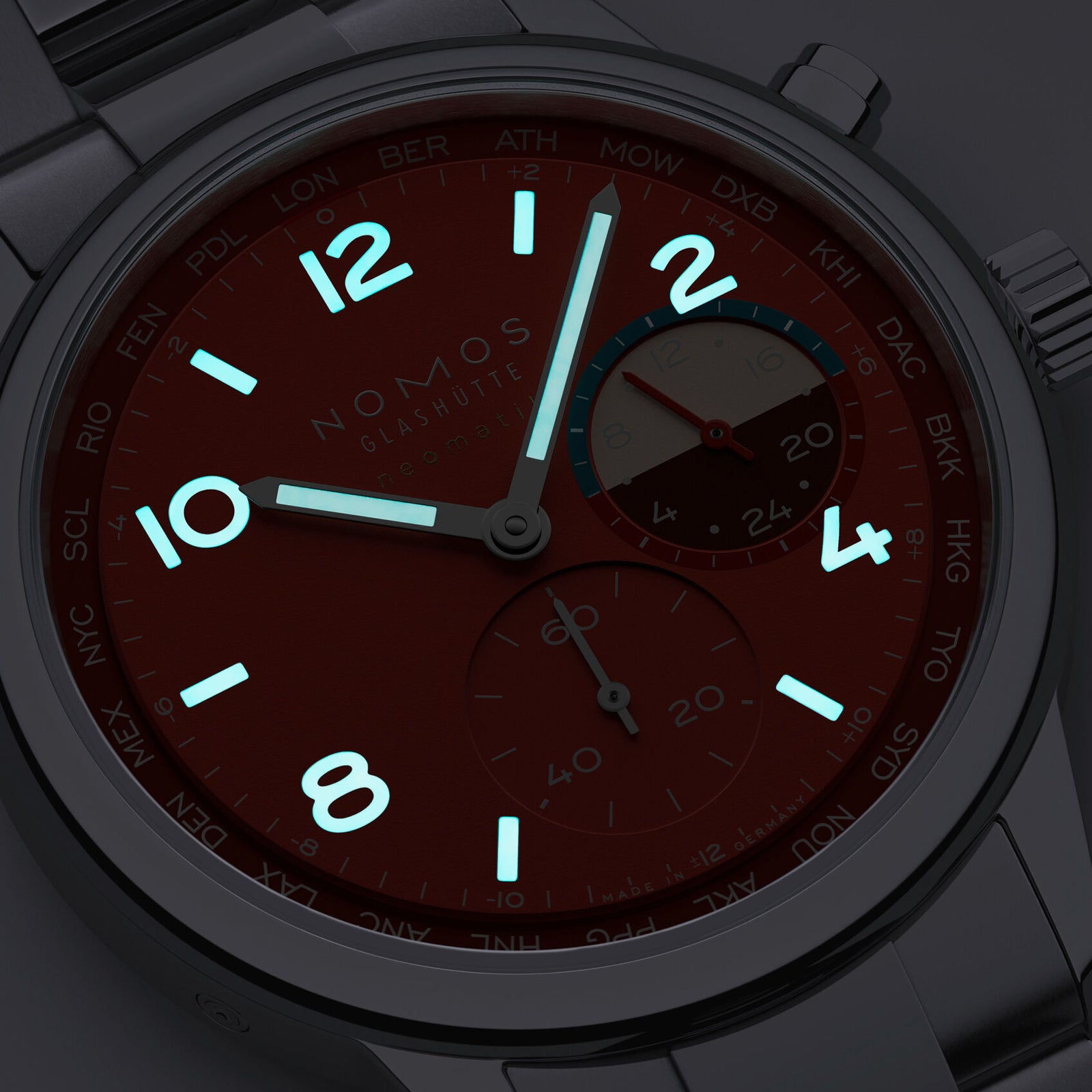 NEW! NOMOS - Club Sport Worldtimer Magma Ref: 790.S5