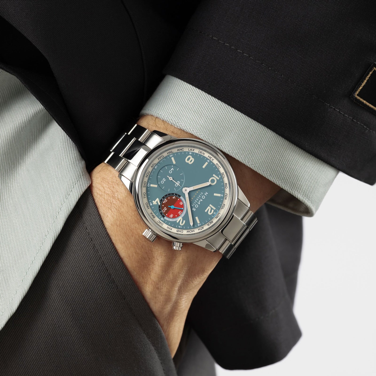 NEW! NOMOS - Club Sport Worldtimer Glacier Ref: 790.S4