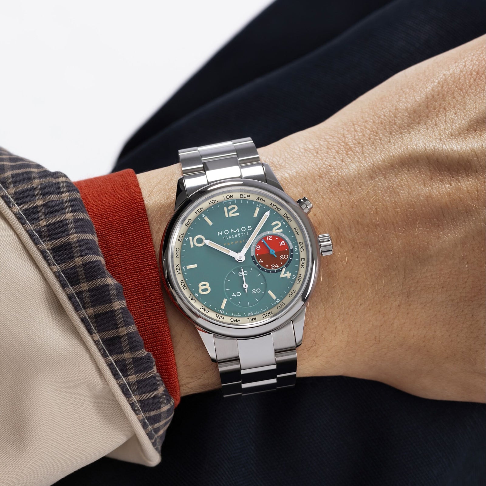 NEW! NOMOS - Club Sport Worldtimer Glacier Ref: 790.S4