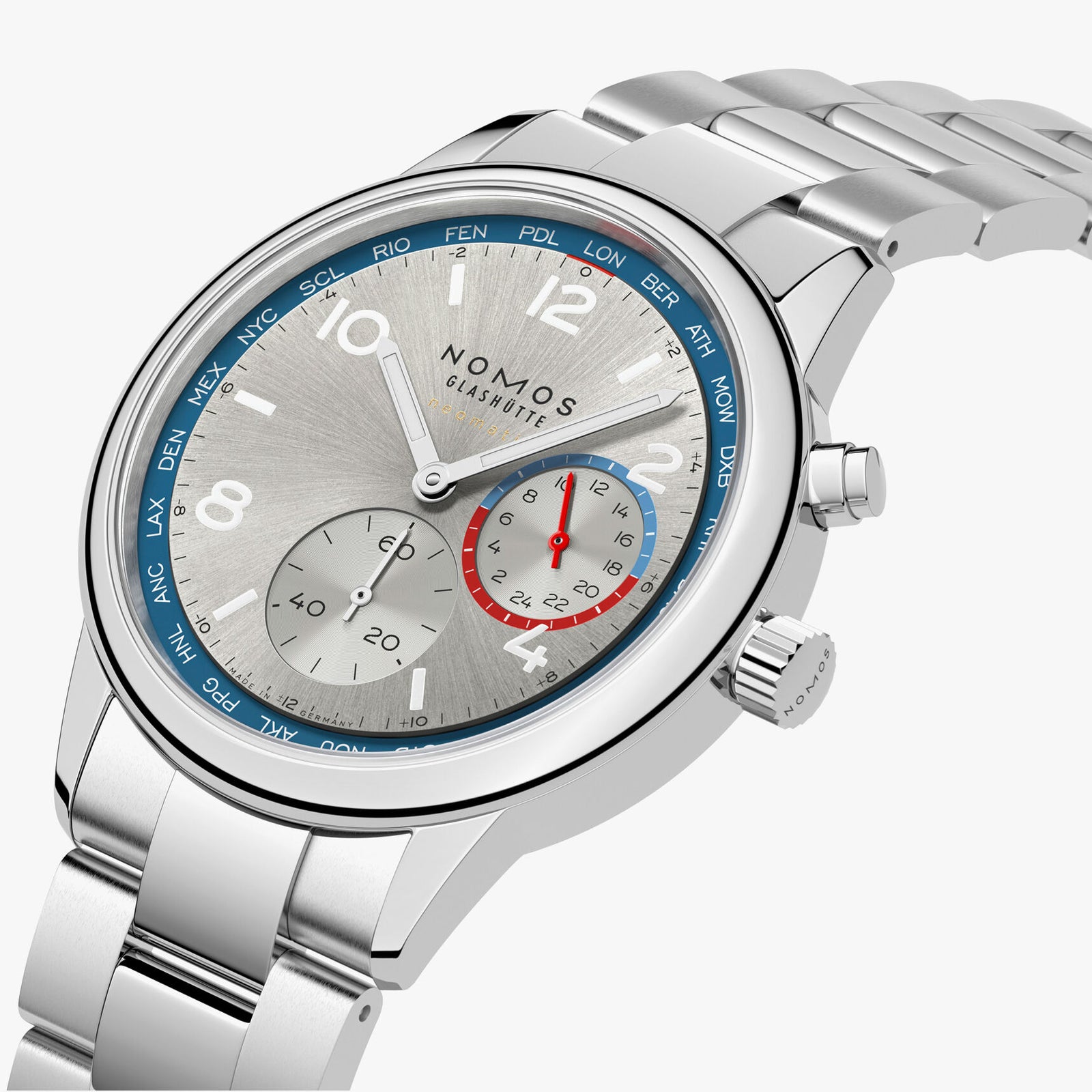 NEW! NOMOS Club Sport Worldtimer Silver Ref: 791 - Main Image