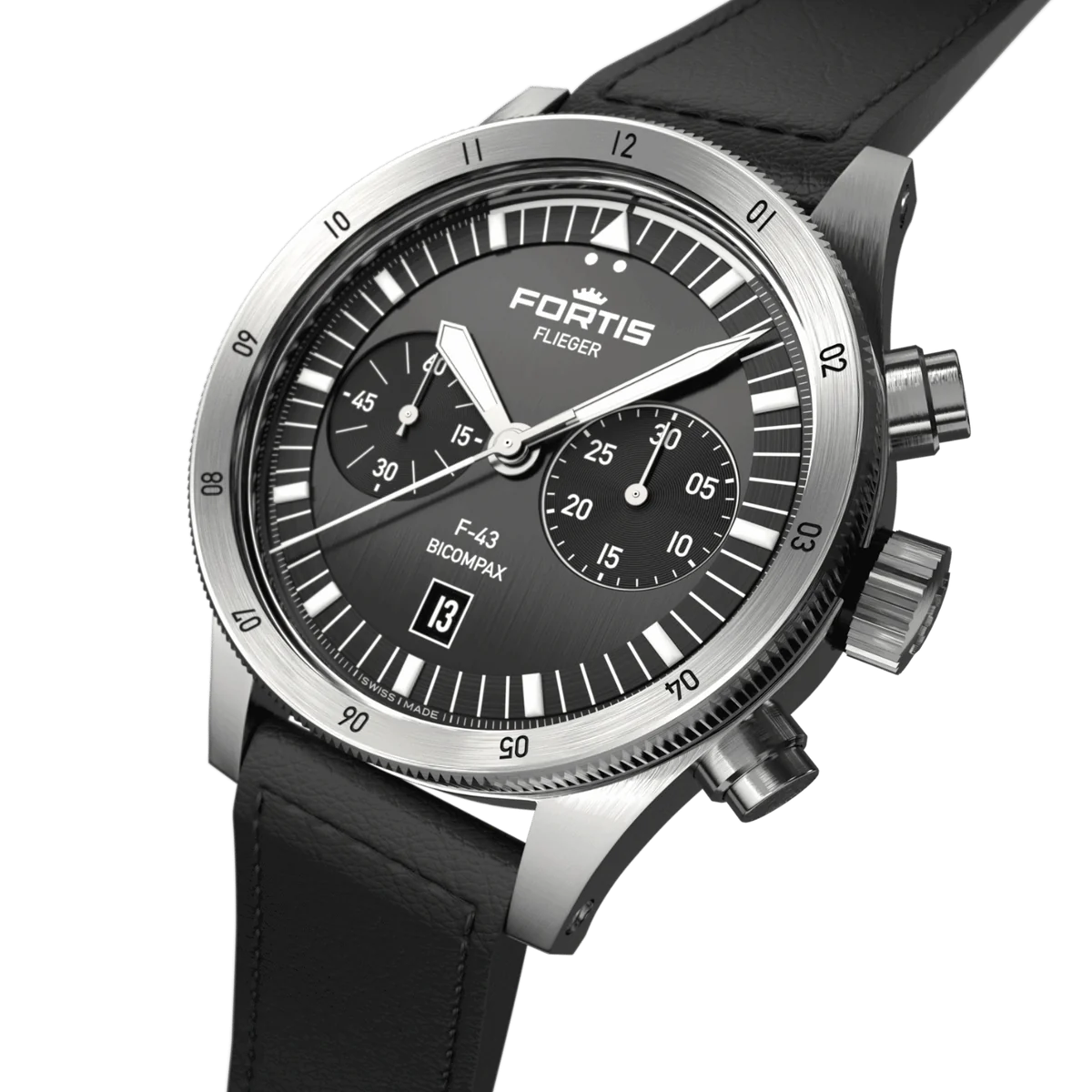 Fortis Flieger 43mm Bicompax Black - Main Image