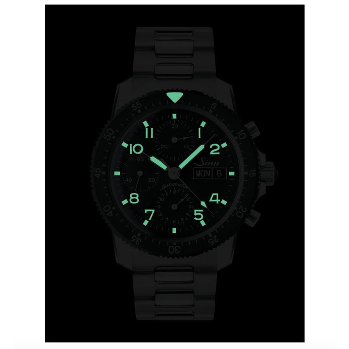 Sinn 103 St Pilot Chronograph Automatic Watch Black Dial Solid Bracelet
